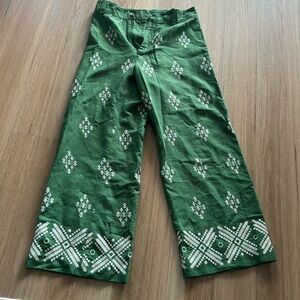 Green linen pants